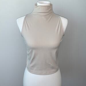Yogalicious Cream High Neck Crop Top